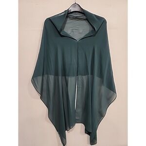 Eileen Fisher NWT Sheer Silk Georgette Wrap Top Womens Size OS, Hunter Green NEW